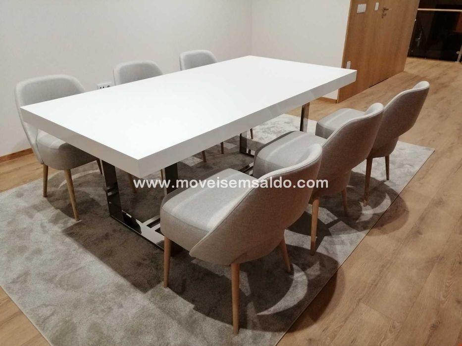 Mesa Jantar Lacada c/ Inox - Fixa ou Extensível - Todas medidas