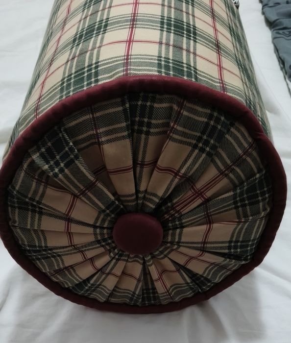 Rolo de Cama de casal - Padrão Loneta Xadrez Branco