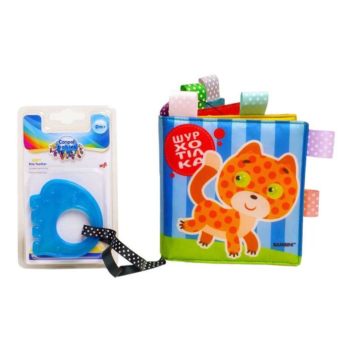 М'яка книжка-шуршалка «Котик» з прорізувачем | Розвиваюча іграшка 0+