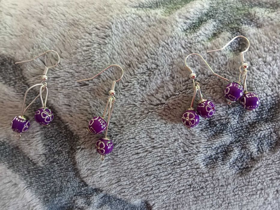 fioletowy komplet bizuterii