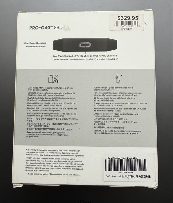 SanDisk PRO-G40 2TB USB-C Thunderbolt SSD