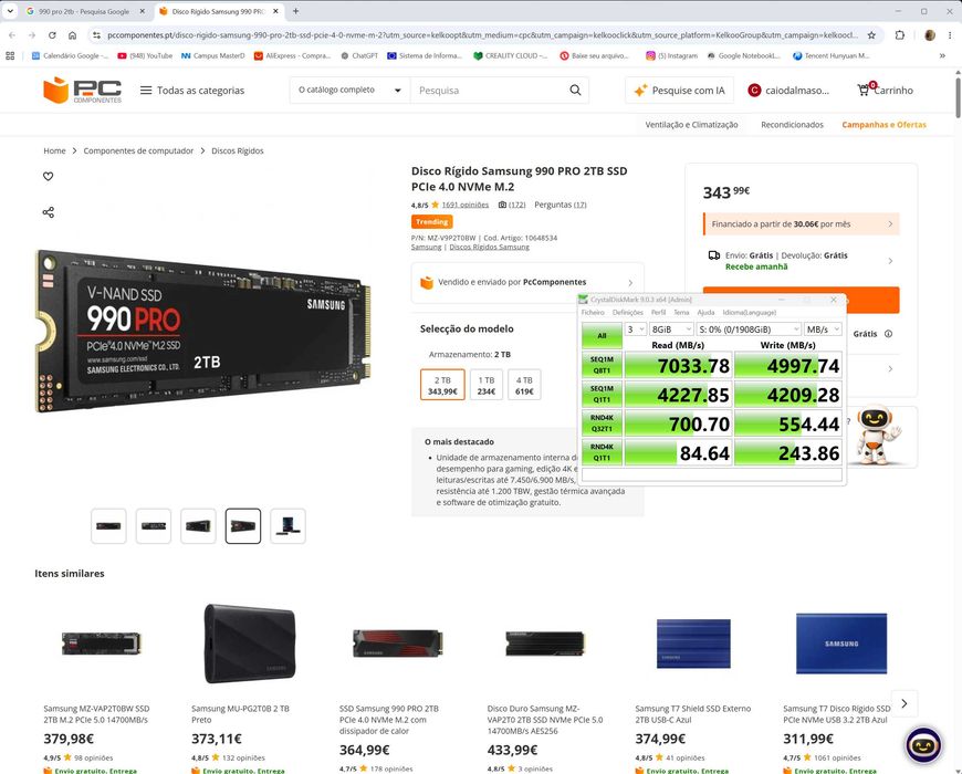 Ssd nvme m.2 Samsung 2Tb