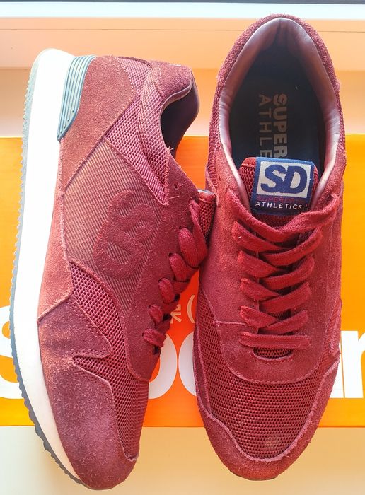 Кроссовки  super dry athletics adidas, 44, 29.5см , бордовые, спорт.