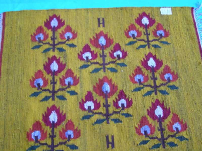Kilim PRL - " Róże góralskie " ,proj.Maria Bujakowa + metka