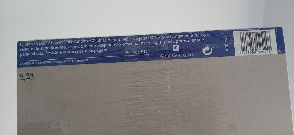 Bloco de 50 folhas de Papel Vegetal A3 da Canson (NOVO)