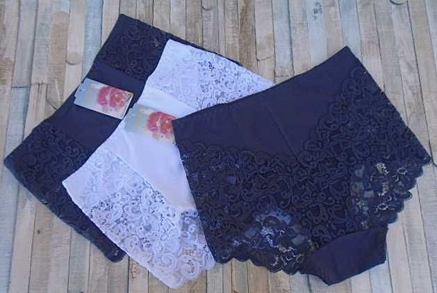 pakiet 3 szt./ majtki bawełniane wysokie 2XL  białe i 2 x granatowe