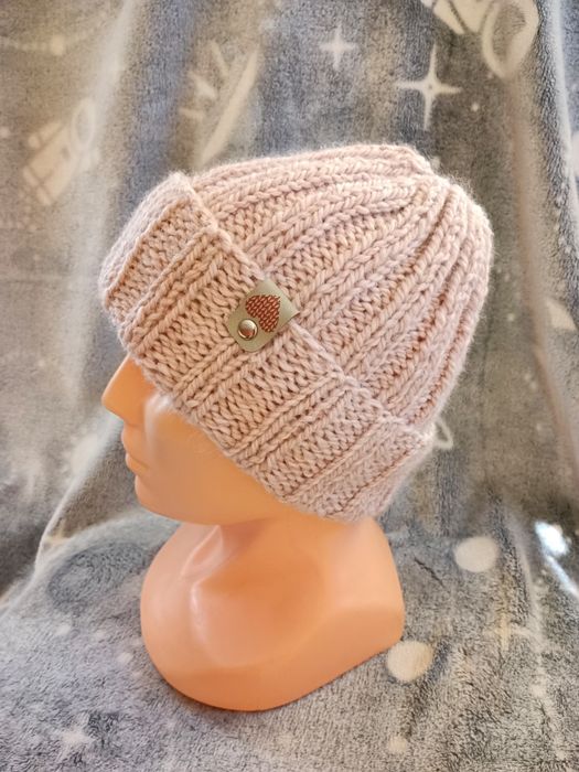 Okazja !!? Ciepła czapka robiona na drutach wełna + alpaca