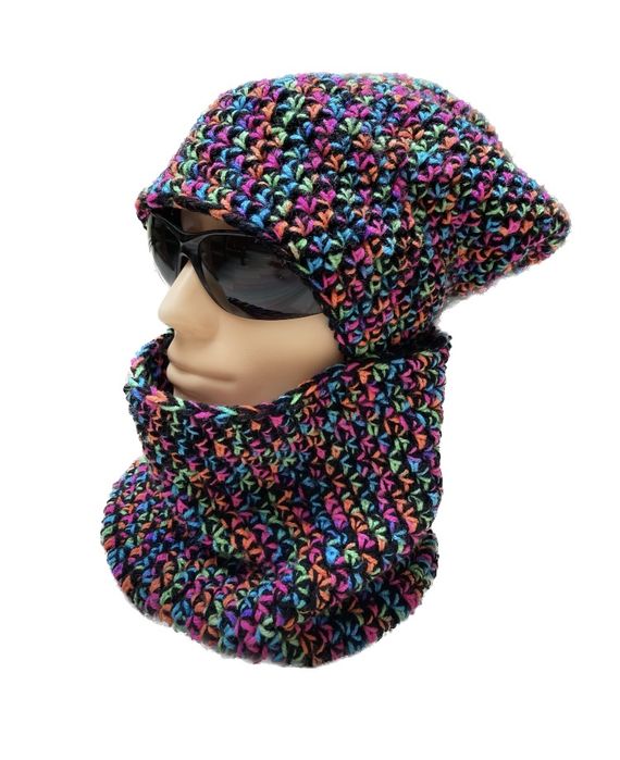 Komplet czapka smerfetka beanie i komin