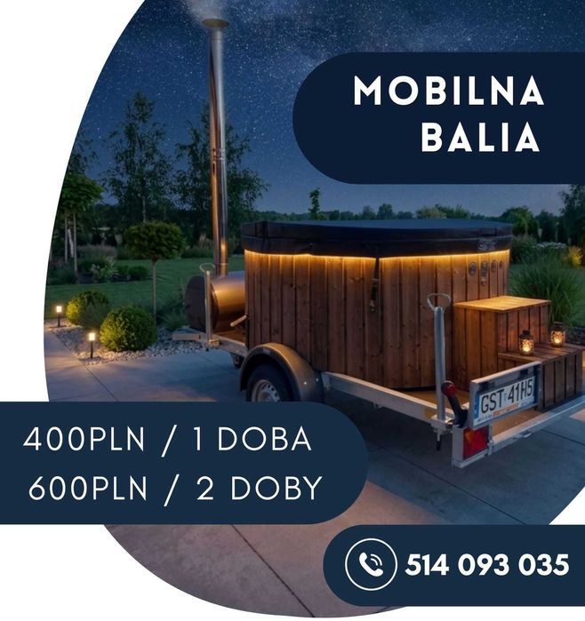 Mobilna Balia z hydromasażem - Jacuzzi - drewno i transport GRATIS!