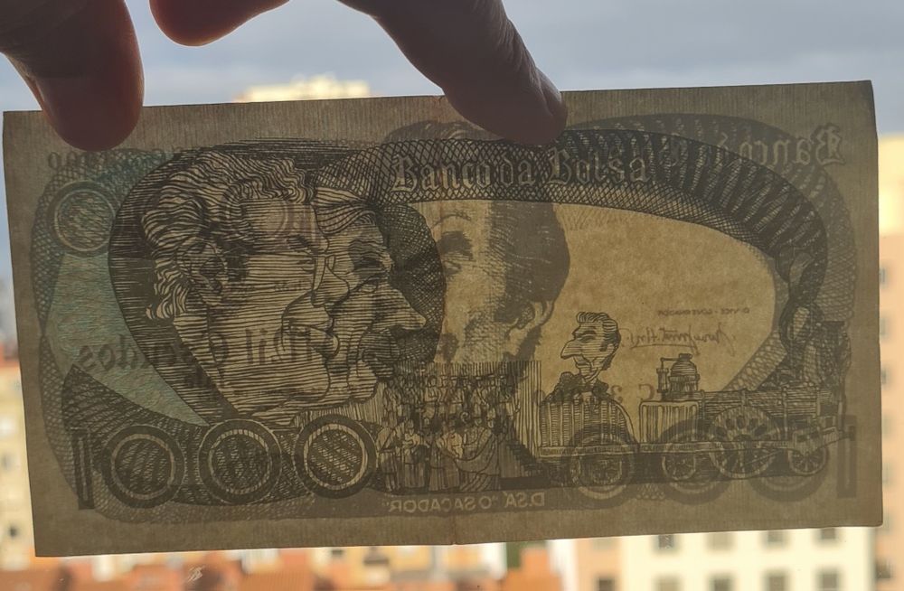 Nota de 1000 Escudos da Caricatura do Sá Carneiro