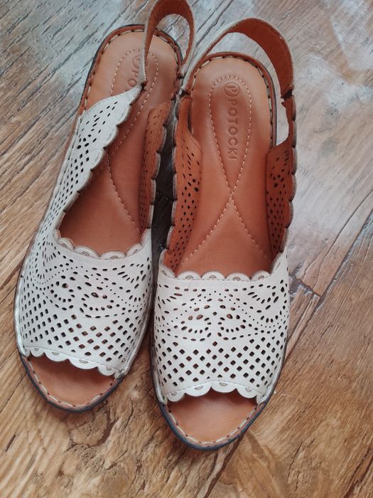 Sandały damskie beżowe skóra naturalna 41 casual