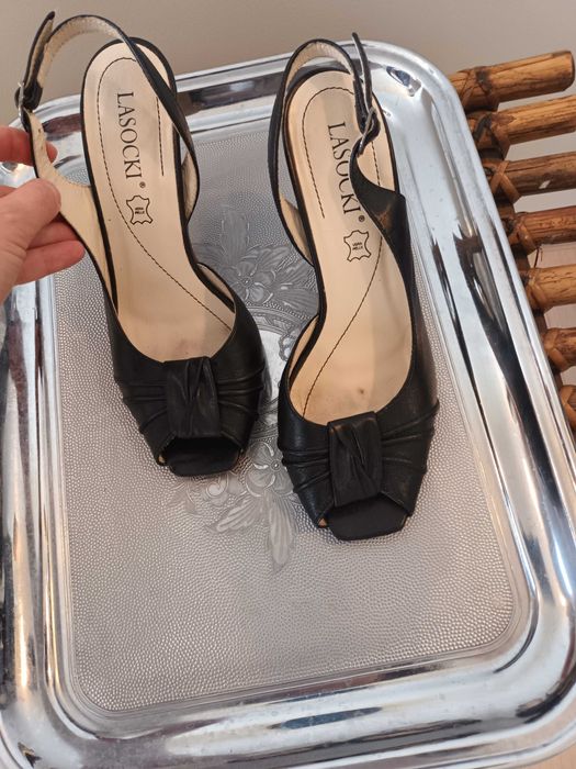buty pantofle szpileczki,  wygodne, rozmiar 35, skóra okazja, Lasocki