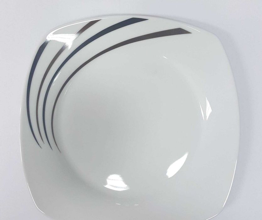 Serwis Obiadowy na 6 osób, Zestaw biały Kwadratowy 18 sztuk, MISOLI