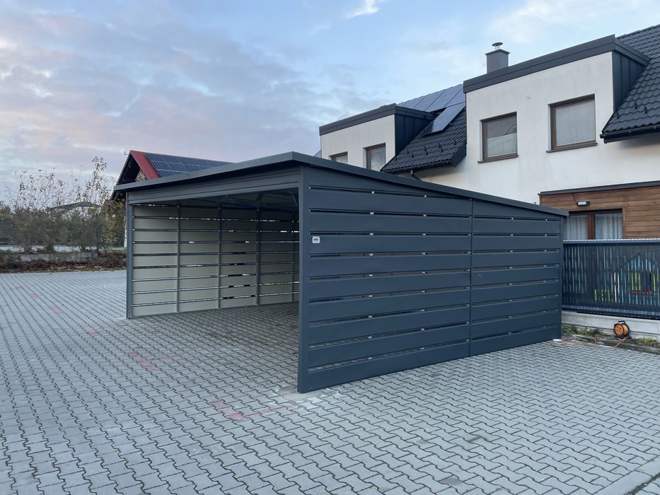 Wiata samochodowa 6x6, grafit mat, antracyt. PRODUCENT.