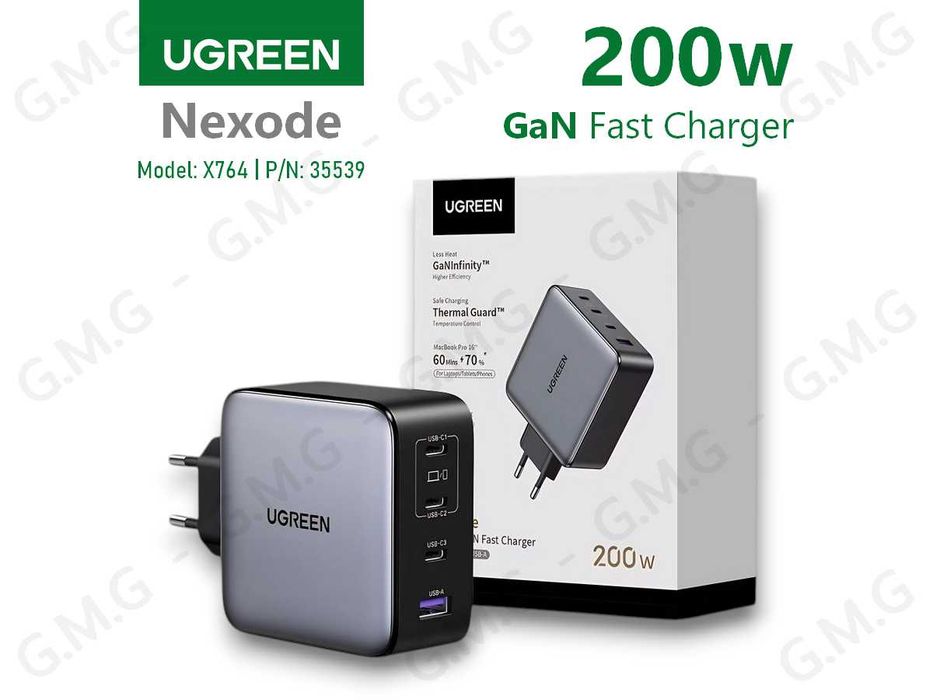 Зарядний пристрій UGREEN Nexode 200W GaN Fast Charger 3C1A EU (X764)