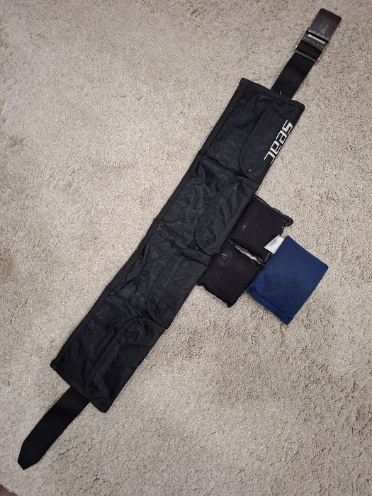 Cinto de mergulho Seac novo com bolsas de chumbo granulado