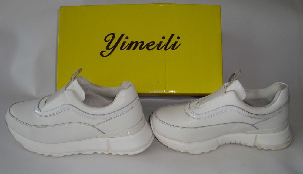Жіночі кросівки на резинці Yimeili 38р. 24.5см білі шкіряні (535-39)