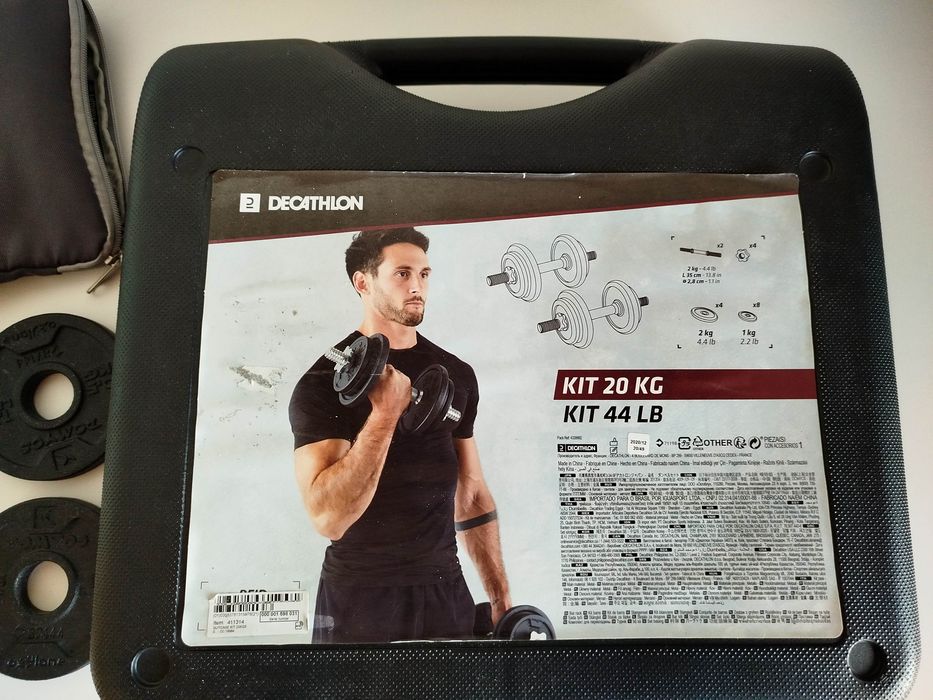 2 Halteres Musculação Rosca - Kit 22kg