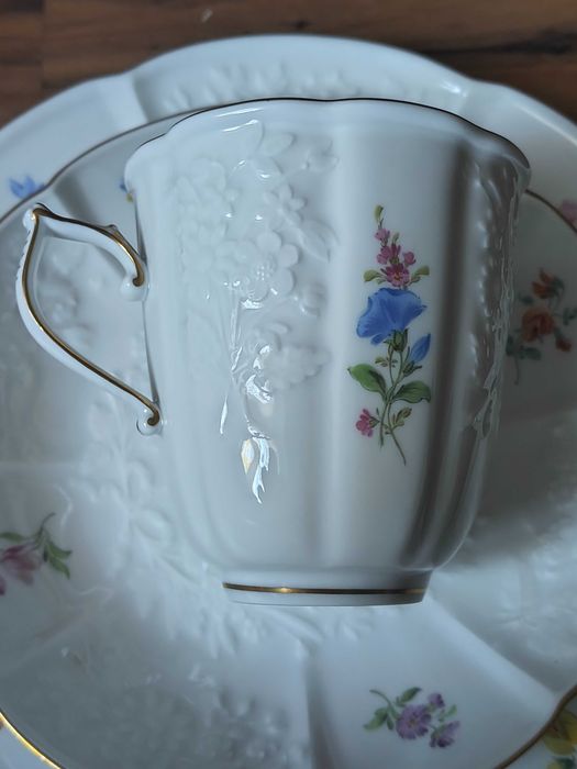 Stare przedwojenne Duże trio do herbaty Miśnia Gotzkovsky 1745 rok