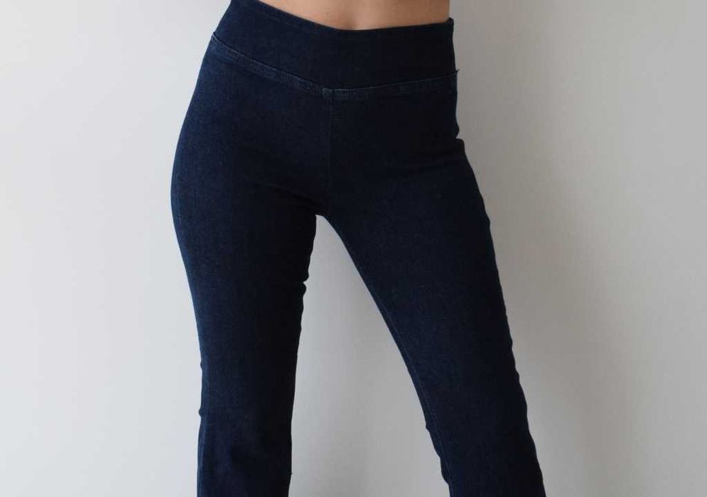 Dzwony legg szerokie spodnie 38 m wysoki stan granatowe Stradivarius jeansy