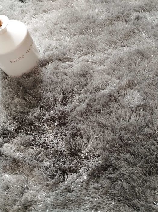 Tapete Shaggy Cinza Prateado 80x150 NOVO