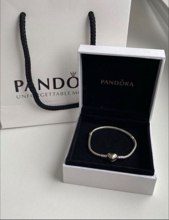 Срібний браслет Pandora "Золоте серце" Новий Оригінал Розмір 16