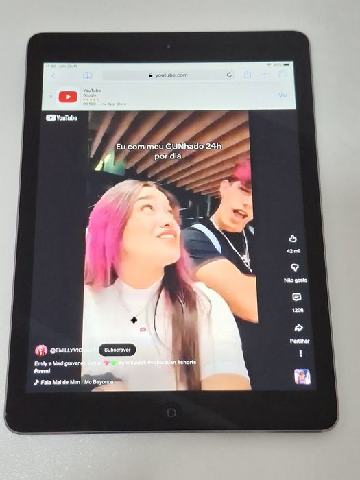 Apple iPad Air  Modelo A1474 9.7" | Cinzento Sideral, WiFi | Impecável