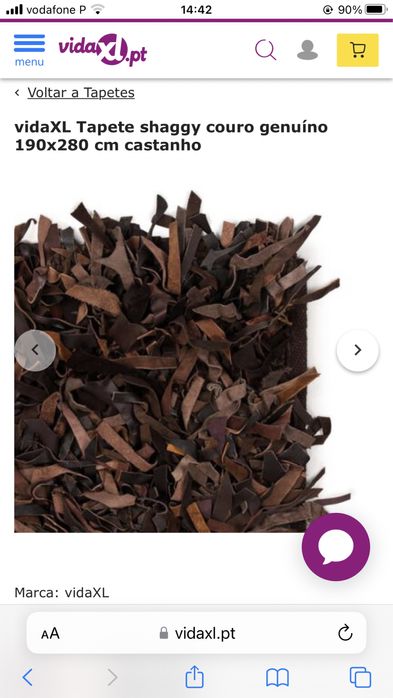 Tapete em couro cor castanho escuro, medida 2.30m* 1.60m