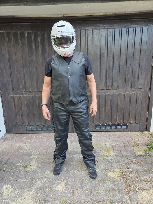 Ubranie skórzane  motocyklowe NOWE ( spodnie i bezrekawnik) ! .