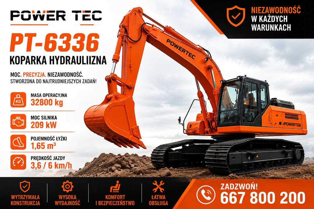 Koparka gąsienicowa Powertec PT-6336 | 32,8 t | 1,65 m³