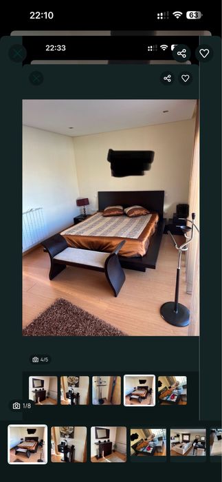 Cama casal em Pinho grande com arrumação