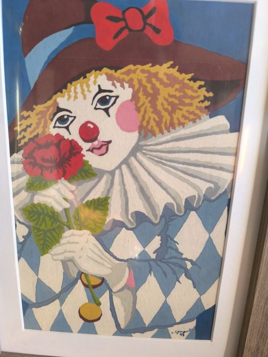 Quadro pintado de palhaço