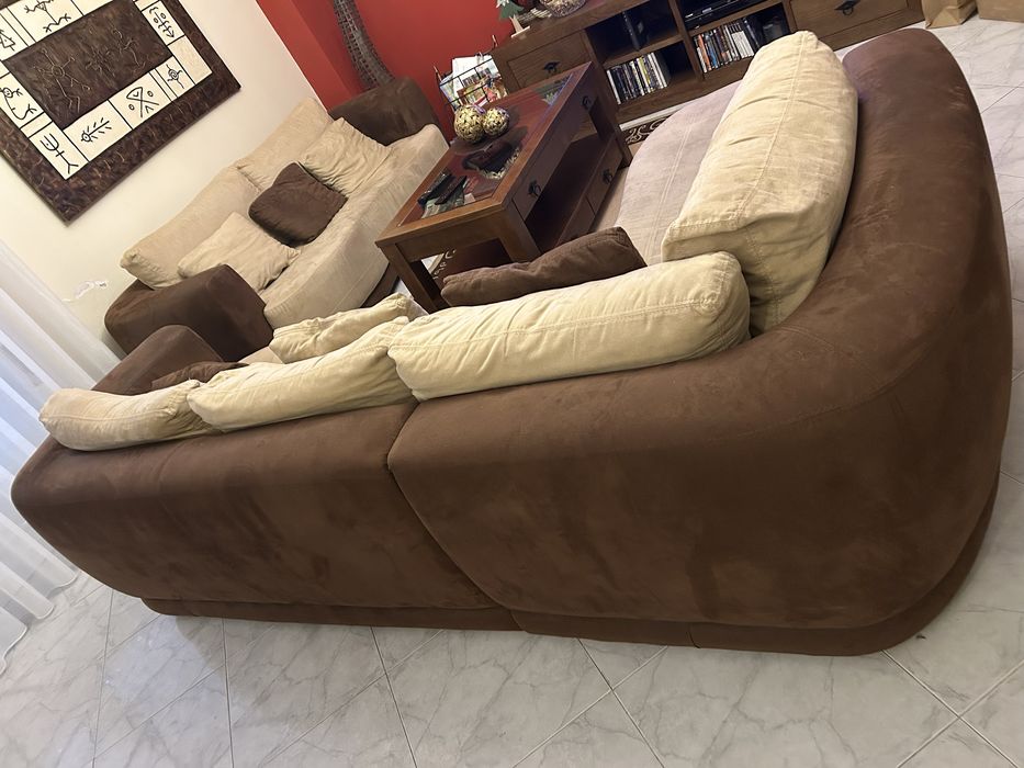 Sofá Castanho/Beje Superior com 2,70