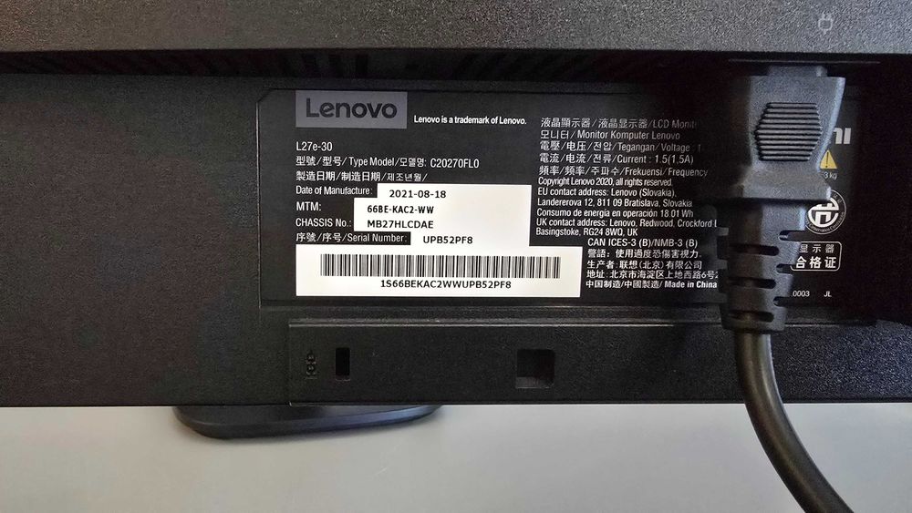 Monitor Lenovo 27" - IPS447336539478435844