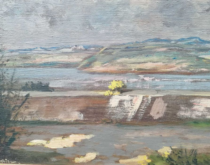 Nastrojowy pejzaż, niemieckie malarstwo, Gubin, pocz. XX w.