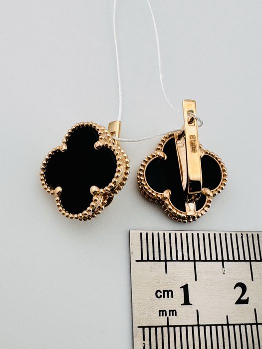 Сережки з оніксом нові - стиль «Van Cleef»