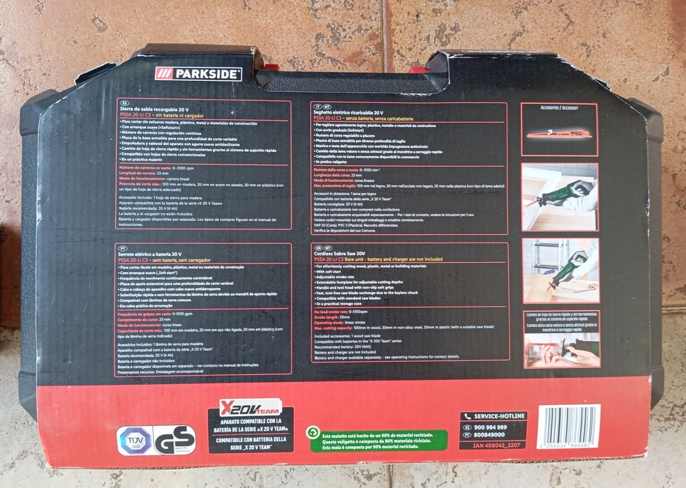 Serra sabre / serrote a bateria Parkside 20V