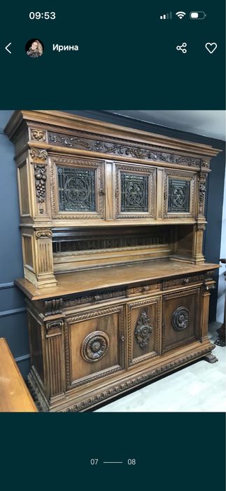 Буфет креденс антикварный на лапах, нач. 1900 г, ренессанс, из Италии