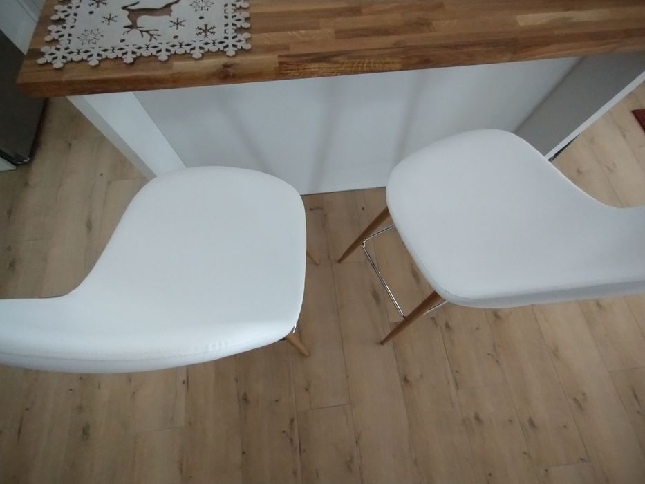 Krzesła stołki barowe 76 cm białe miękkie nowe