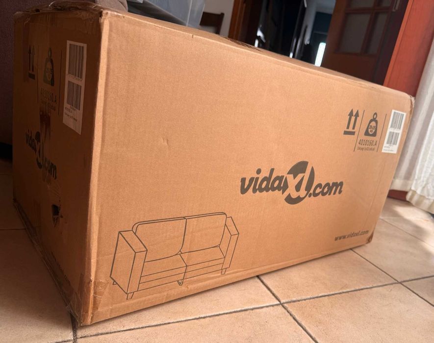 Sofa de 2 lugares vidaXL 120 cm em couro artificial cinza Novo Selado