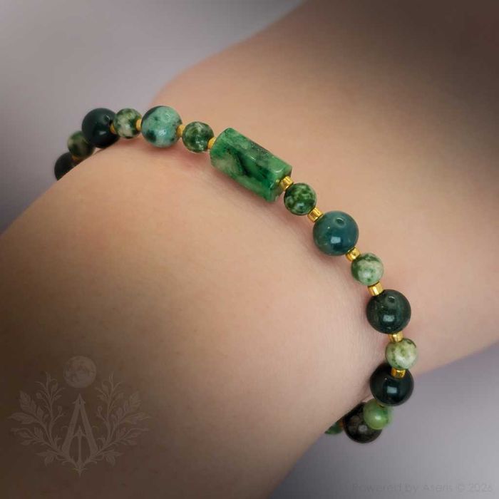 Bransoletka "Strażniczka Boru" Kamienie naturalne, rękodzieło.