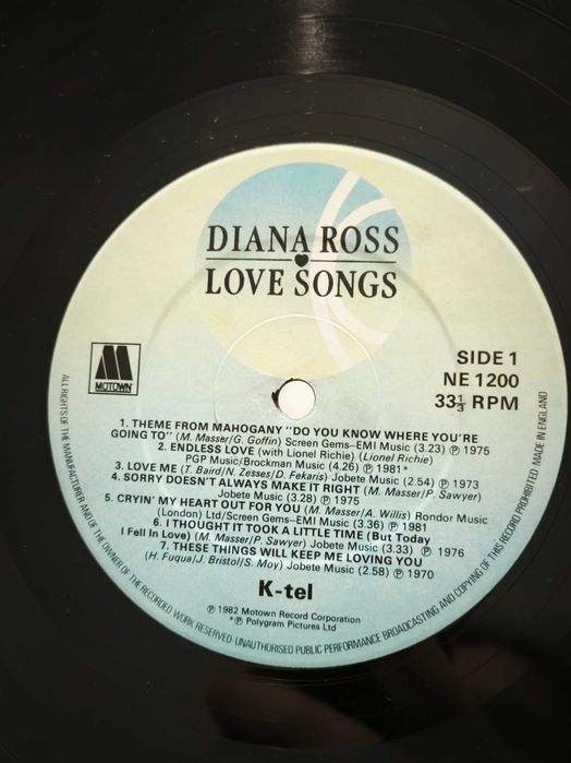 Diana Ross - Love songs LP made in England