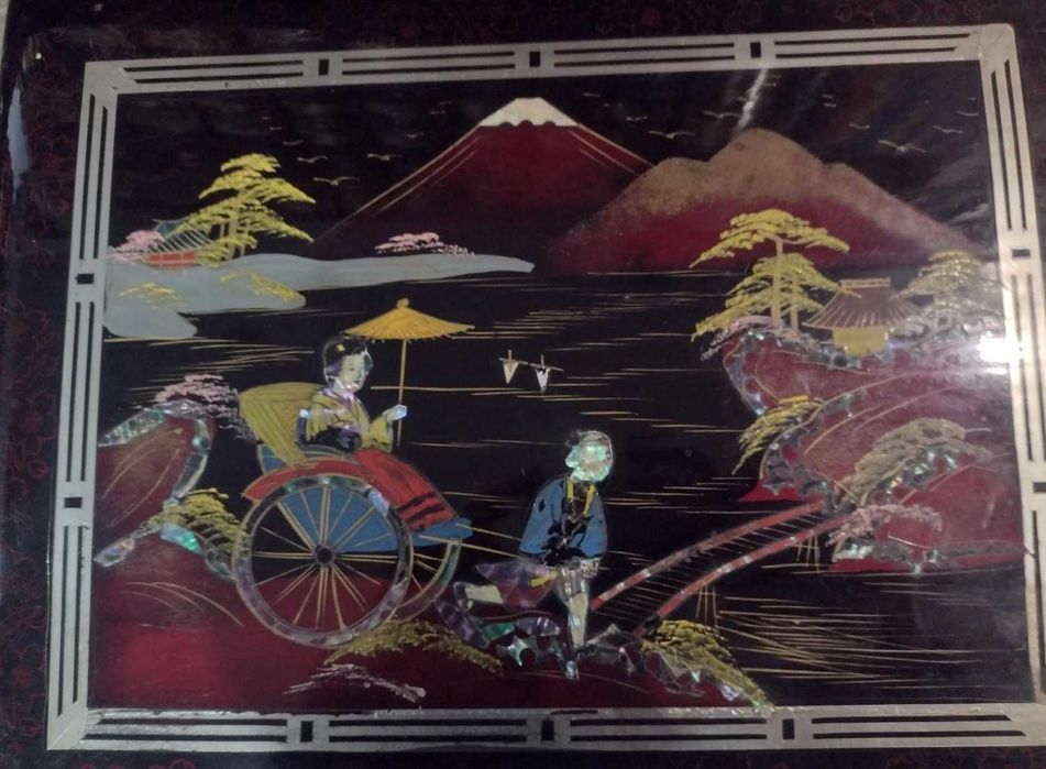 Caixa de música e álbum de fotos rara "Madrepérola"