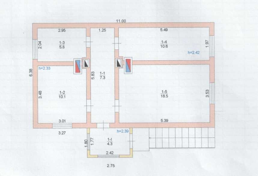 Одноповерхова будівля S= 56,6 м2. Підгайці, вул. Бережанська 11-А