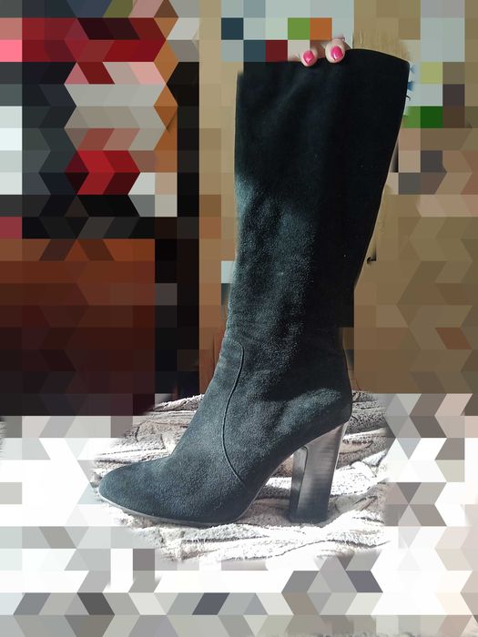 Замшеві, жіночі ботфорди на каблуці ДЕМІМЕЗОН