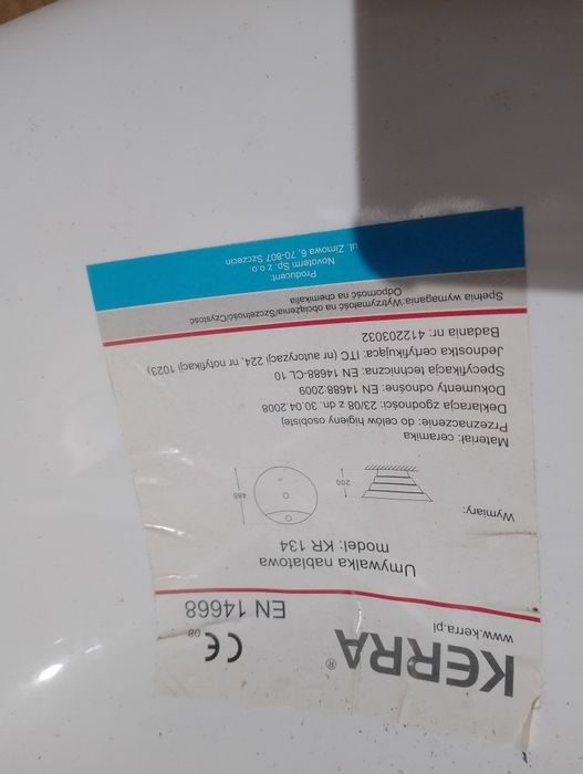 Umywalka kerra 134 nablatowa