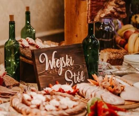 Tabliczki słodki stół, wiejski stół, drink bar, księga gosci