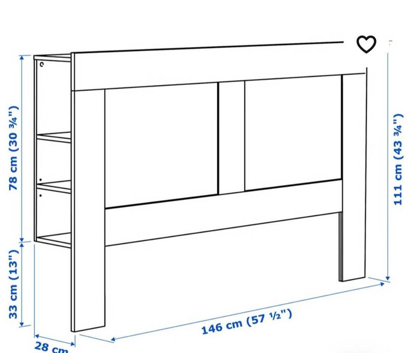 BRIMNES Cabeceira c/arrumação, branco, 140 cm