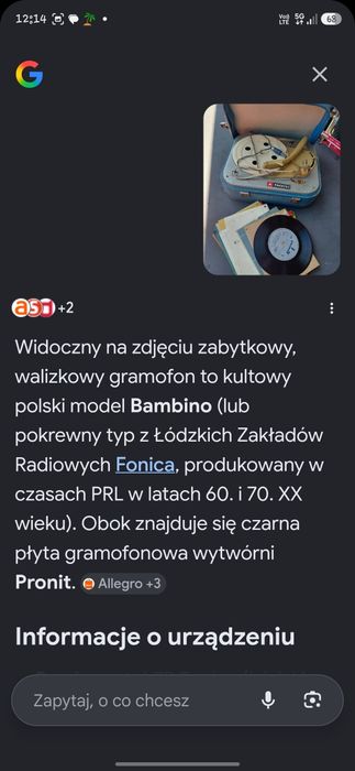 Gramofon z płytami pocztówkami