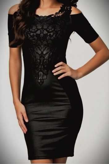 Sukienka mała czarna z koronką